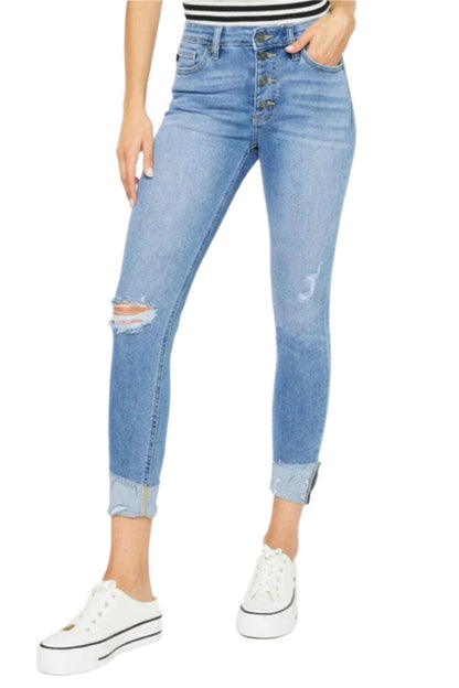 Whiskered feline ripped jeans