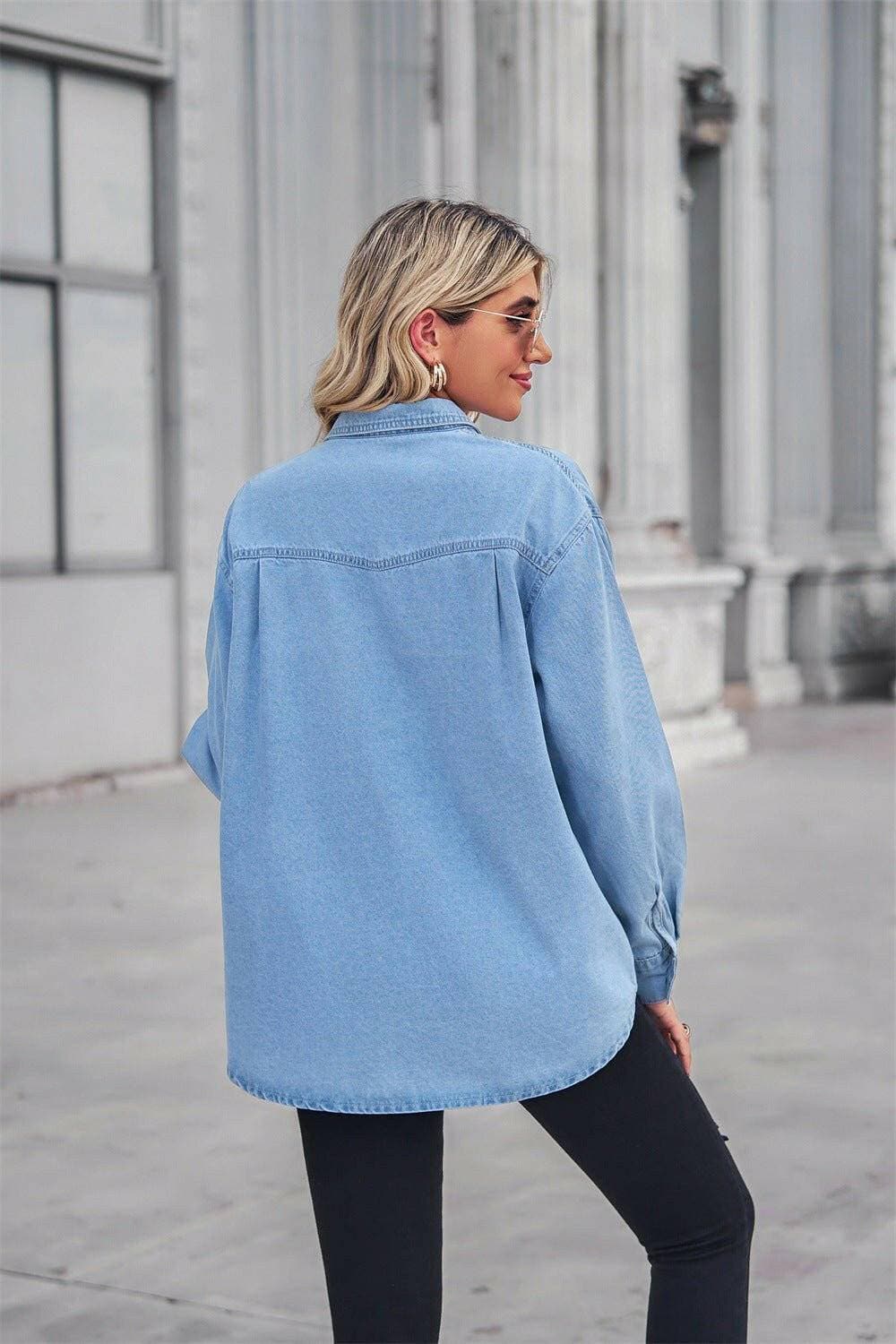 Collared Neck Denim Top with Dropped ShouldersUpgrade Your Style with Our Collared Neck Denim Top

Stay stylish effortlessly with our Collared Neck Denim Top featuring trendy dropped shoulders. This top is desigLove Salve Collared Neck Denim Topjeans