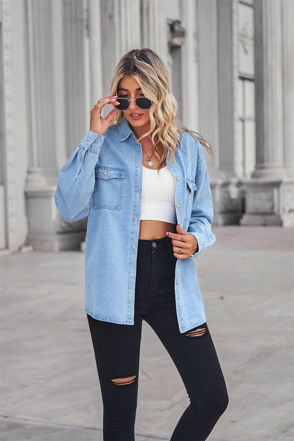 Collared Neck Denim Top with Dropped ShouldersUpgrade Your Style with Our Collared Neck Denim Top

Stay stylish effortlessly with our Collared Neck Denim Top featuring trendy dropped shoulders. This top is desigLove Salve Collared Neck Denim Topjeans