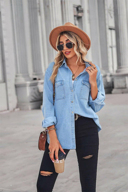 Collared Neck Denim Top with Dropped ShouldersUpgrade Your Style with Our Collared Neck Denim Top

Stay stylish effortlessly with our Collared Neck Denim Top featuring trendy dropped shoulders. This top is desigLove Salve Collared Neck Denim Topjeans