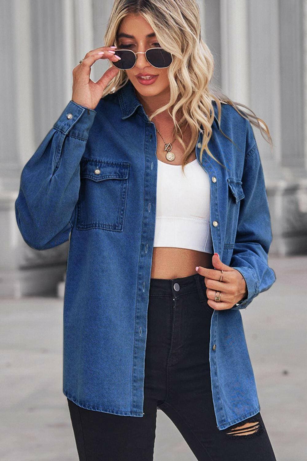 Collared Neck Denim Top with Dropped ShouldersUpgrade Your Style with Our Collared Neck Denim Top

Stay stylish effortlessly with our Collared Neck Denim Top featuring trendy dropped shoulders. This top is desigLove Salve Collared Neck Denim Topjeans