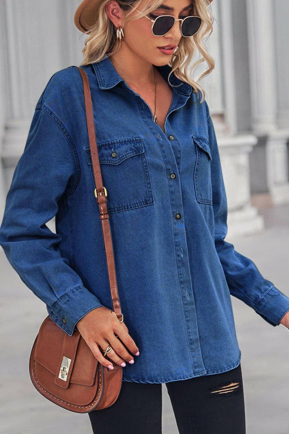 Collared Neck Denim Top with Dropped ShouldersUpgrade Your Style with Our Collared Neck Denim Top

Stay stylish effortlessly with our Collared Neck Denim Top featuring trendy dropped shoulders. This top is desigLove Salve Collared Neck Denim Topjeans