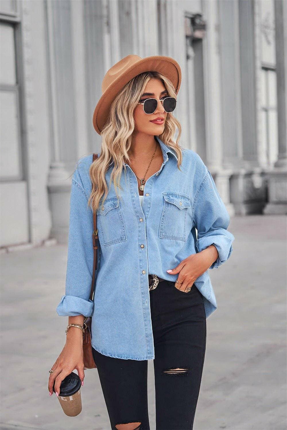 Collared Neck Denim Top with Dropped ShouldersUpgrade Your Style with Our Collared Neck Denim Top

Stay stylish effortlessly with our Collared Neck Denim Top featuring trendy dropped shoulders. This top is desigLove Salve Collared Neck Denim Topjeans