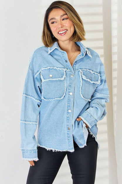 Cozy oversized denim top - raw hem