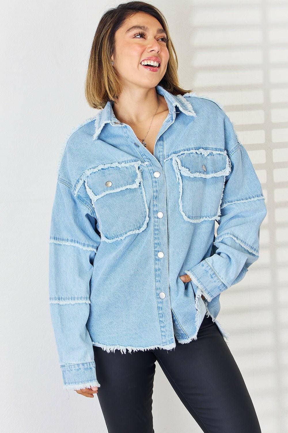 Cozy oversized denim top - raw hem