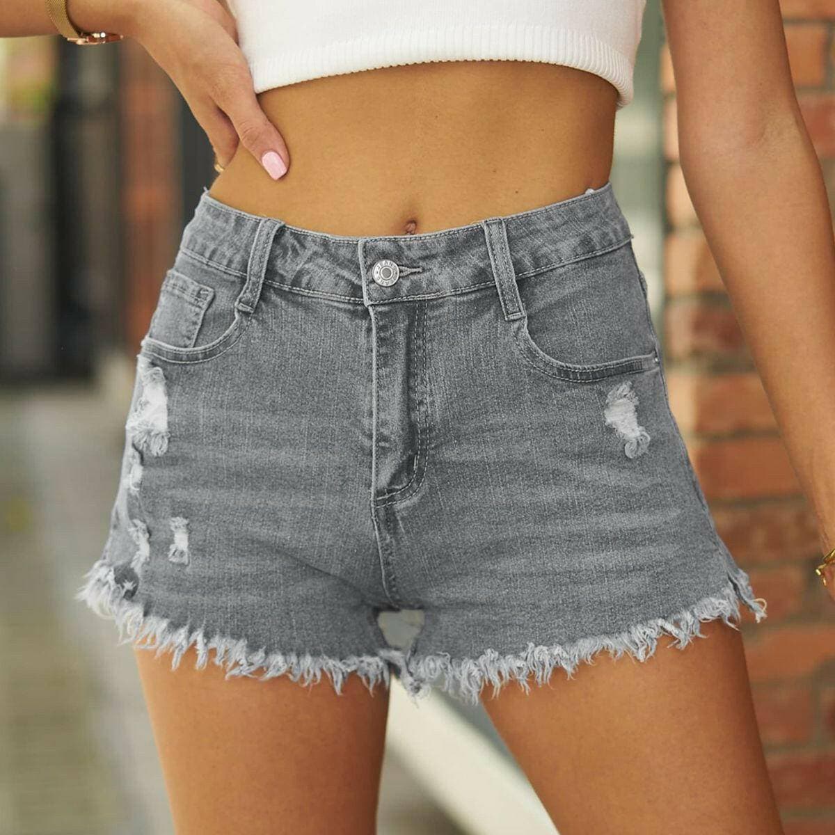 Distressed Denim Shorts with Raw HemUpgrade Your Style with Distressed Denim Shorts
 Elevate your casual ensemble with our Distressed Denim Shorts with Raw Hem. Crafted from a premium blend of 95% rayoLove Salve Distressed Denim Shortsjeans