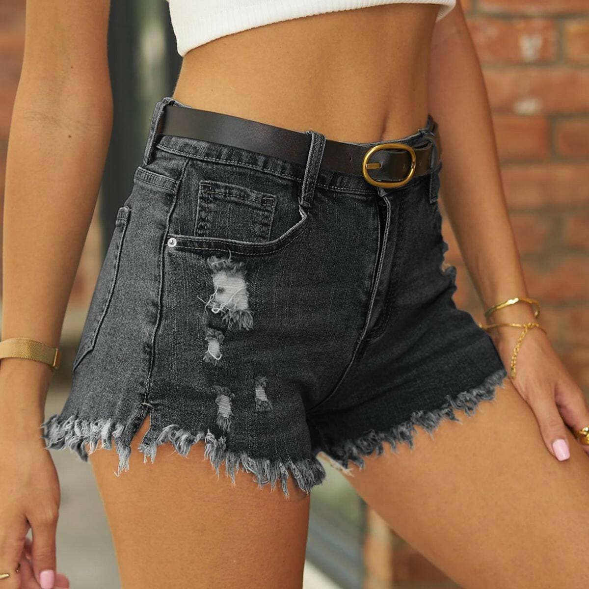 Distressed Denim Shorts with Raw HemUpgrade Your Style with Distressed Denim Shorts
 Elevate your casual ensemble with our Distressed Denim Shorts with Raw Hem. Crafted from a premium blend of 95% rayoLove Salve Distressed Denim Shortsjeans