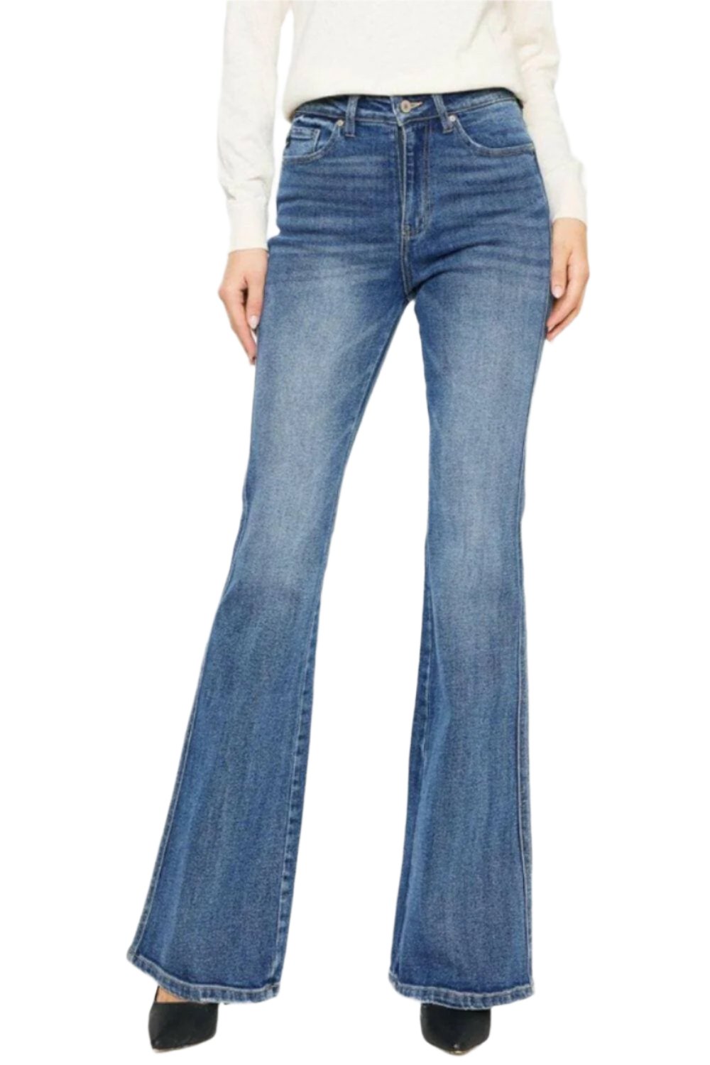 Whiskered Aura High Waist Flare Leg Denim JeansWhiskered Aura High Waist Flare Leg Denim Jeans
 
 Discover a Unique Blend of Style
 Step into a blend of modern trends and nostalgic charm with the Whiskered Aura HLove Salve Whiskered Aura High Waist Flare Leg Denim Jeansjeans