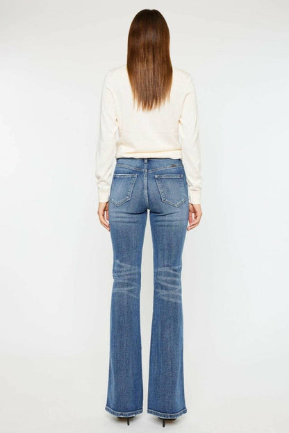 Whiskered Aura High Waist Flare Leg Denim JeansWhiskered Aura High Waist Flare Leg Denim Jeans
 
 Discover a Unique Blend of Style
 Step into a blend of modern trends and nostalgic charm with the Whiskered Aura HLove Salve Whiskered Aura High Waist Flare Leg Denim Jeansjeans