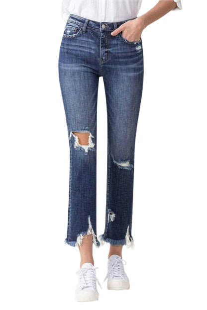 Edgy Distressed Straight Crop Jeans: Stil-neudefinierende Edition