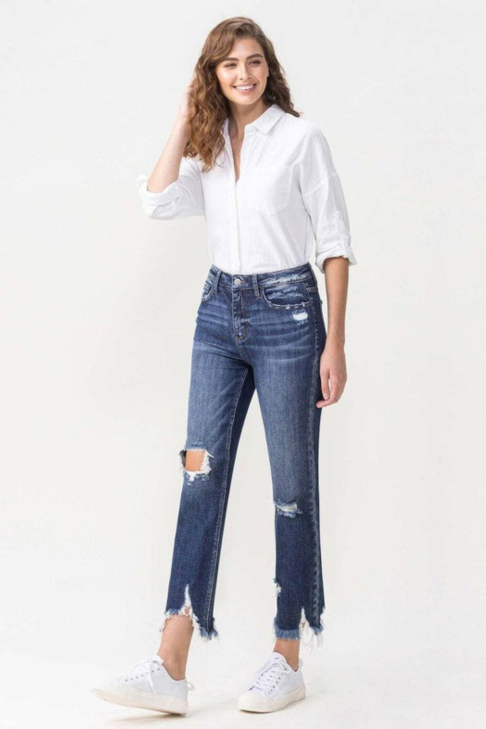 Edgy Distressed Straight Crop Jeans: Stil-neudefinierende Edition