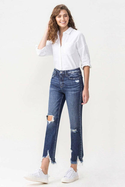 Edgy Distressed Straight Crop Jeans: Stil-neudefinierende Edition