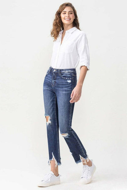 Edgy Distressed Straight Crop Jeans: Stil-neudefinierende Edition