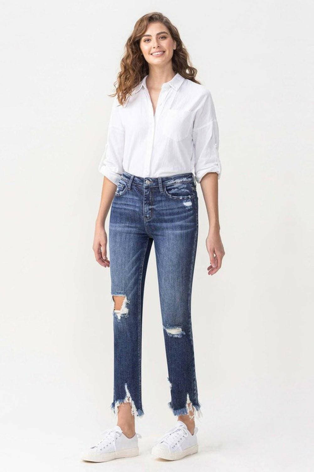 Edgy Distressed Straight Crop Jeans: Stil-neudefinierende Edition