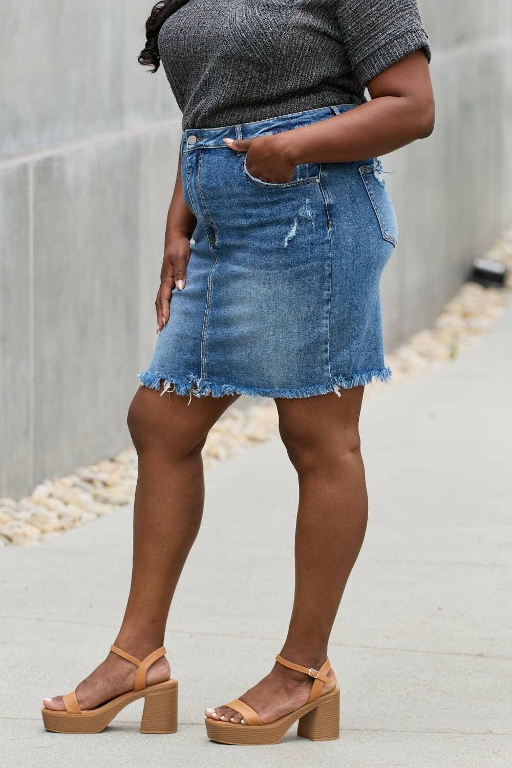 Blissful Blue Jean Mini SkirtExperience Effortless Style with the Blissful Blue Jean Mini Skirt

Upgrade your summer wardrobe with the Blissful Blue Jean Mini Skirt, a perfect fusion of comfort Love Salve Blissful Blue Jean Mini Skirtjeans