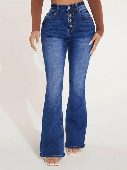 Button Fly Bootcut Denim Jeans - Classic Style with Functional Pockets - Love Salve 