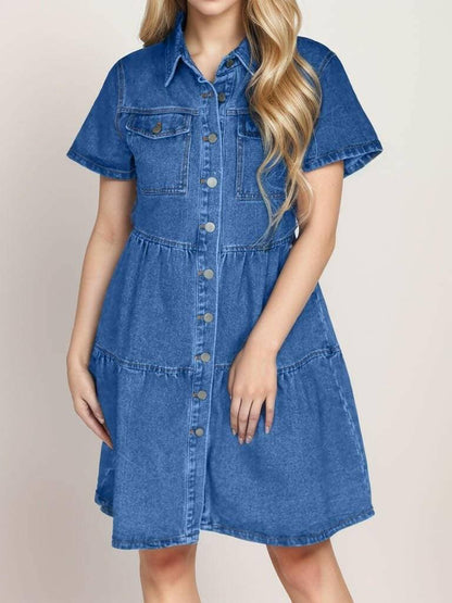 Chic Denim Button-Up Dress with Functional PocketsChic Denim Button-Up Dress with Functional Pockets

Upgrade Your Style with Our Chic Denim Button-Up Dress. Discover the perfect blend of classic and contemporary wiLove Salve Chic Denim Button-jeans