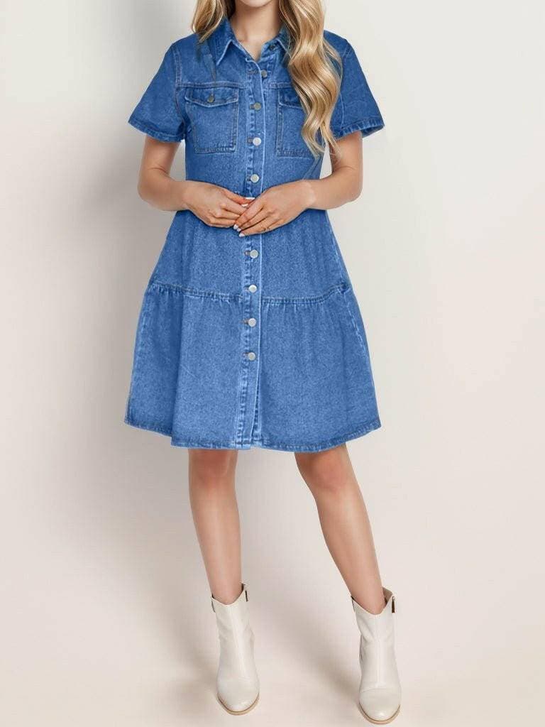 Chic Denim Button-Up Dress with Functional PocketsChic Denim Button-Up Dress with Functional Pockets

Upgrade Your Style with Our Chic Denim Button-Up Dress. Discover the perfect blend of classic and contemporary wiLove Salve Chic Denim Button-jeans