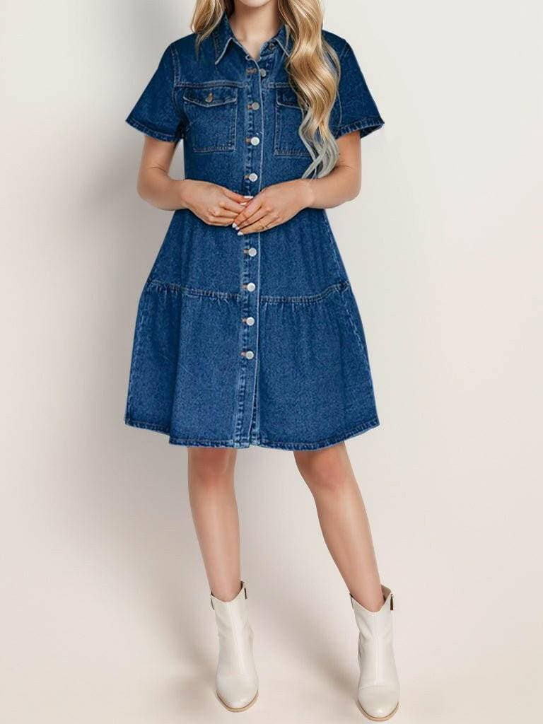 Chic Denim Button-Up Dress with Functional PocketsChic Denim Button-Up Dress with Functional Pockets

Upgrade Your Style with Our Chic Denim Button-Up Dress. Discover the perfect blend of classic and contemporary wiLove Salve Chic Denim Button-jeans