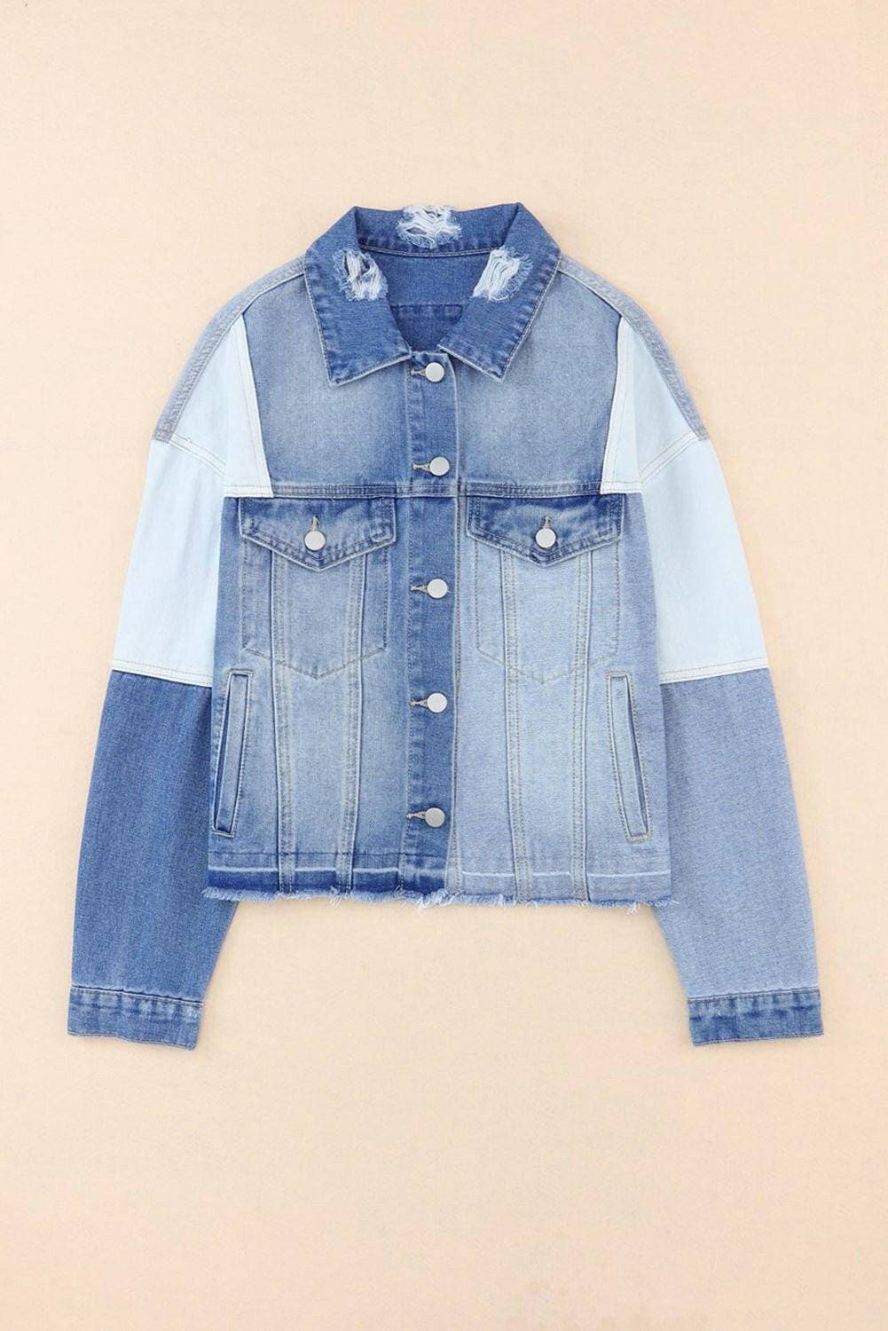 Stylish color block denim jacket