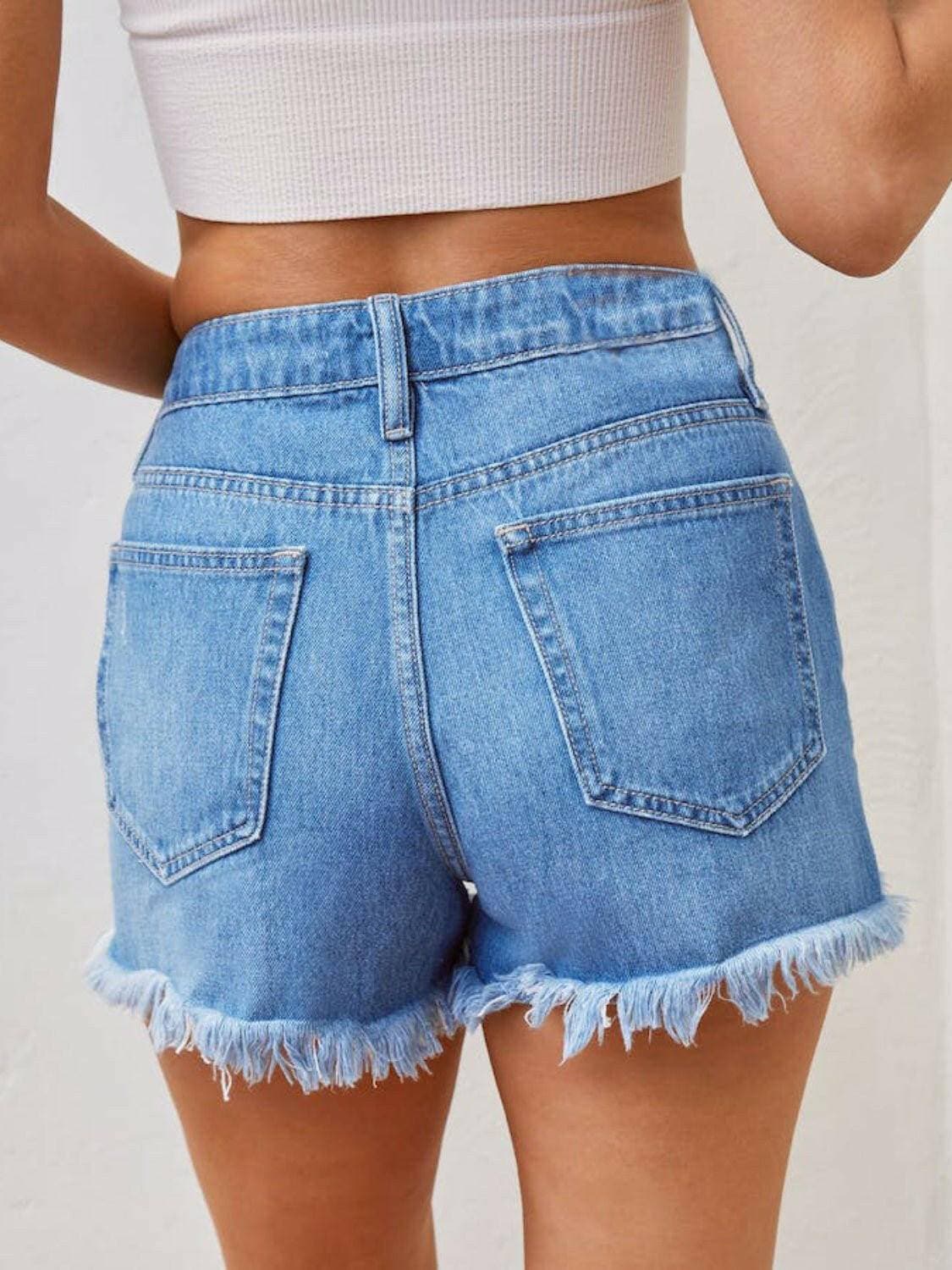 Frayed Edge Distressed Jean ShortsUpgrade Your Summer Style with Frayed Edge Distressed Jean Shorts

Revamp your wardrobe this season with our Frayed Edge Distressed Jean Shorts, the ultimate additioLove Salve Frayed Edge Distressed Jean Shortsjeans