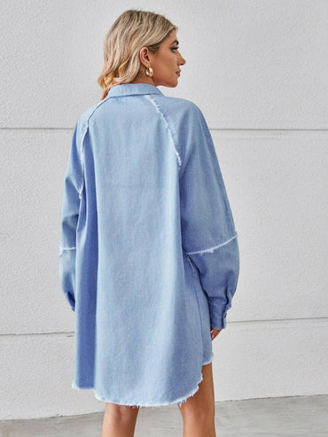 Chic denim shirt dress with pockets