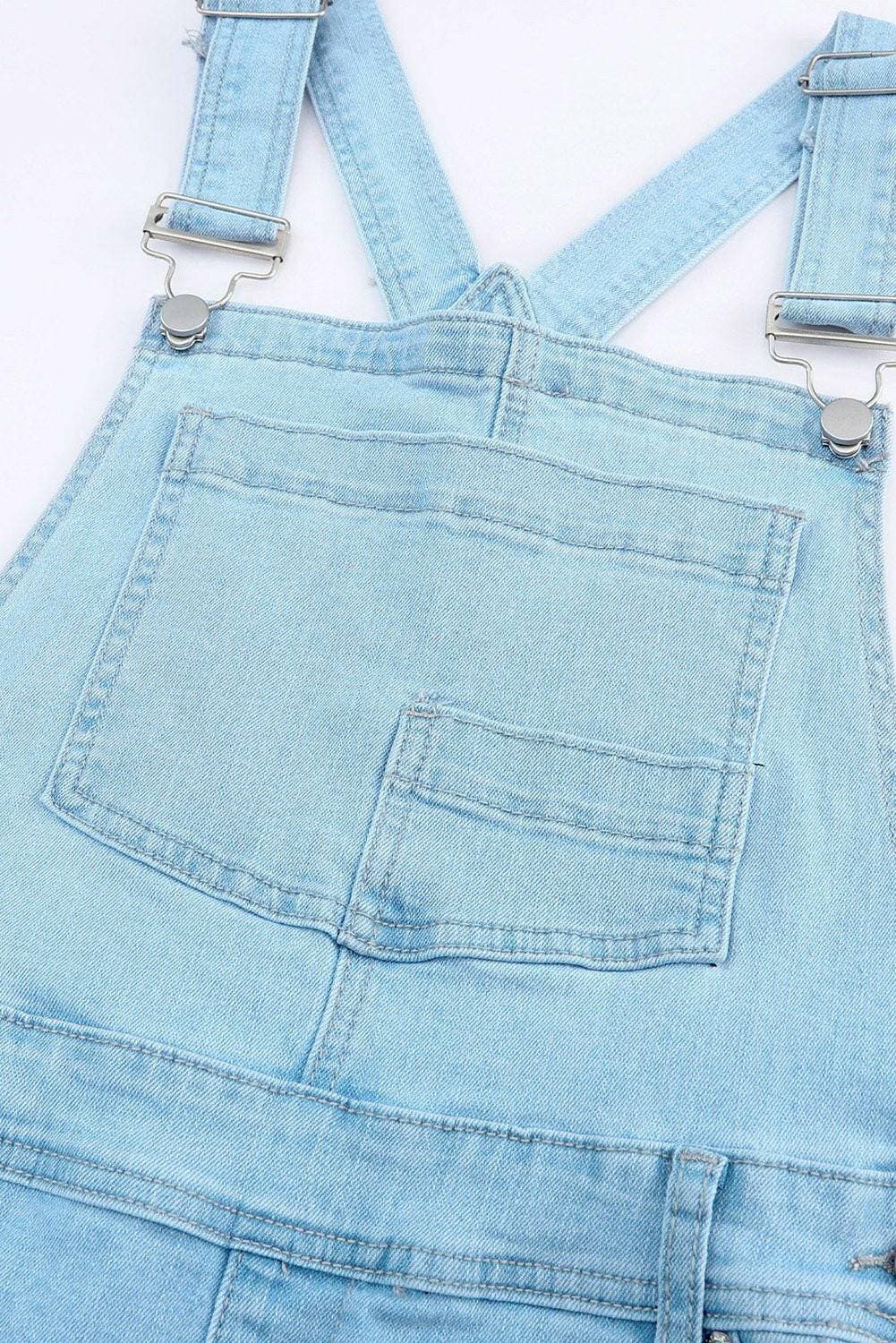 Chic distressed denim overalls with functional pockets