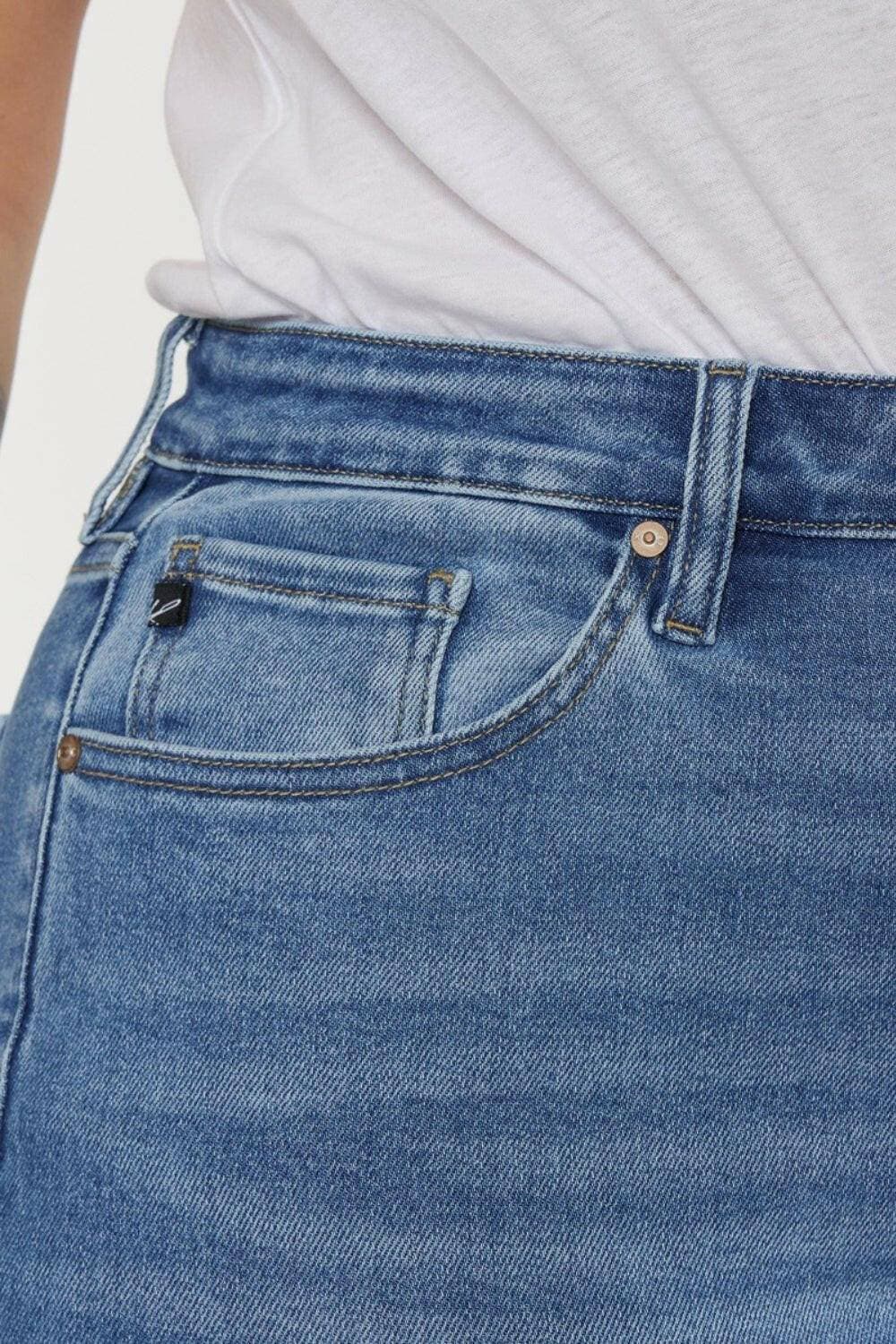 Retro Chic High Waist Jeans with Whiskered Cat Detail - Love Salve 