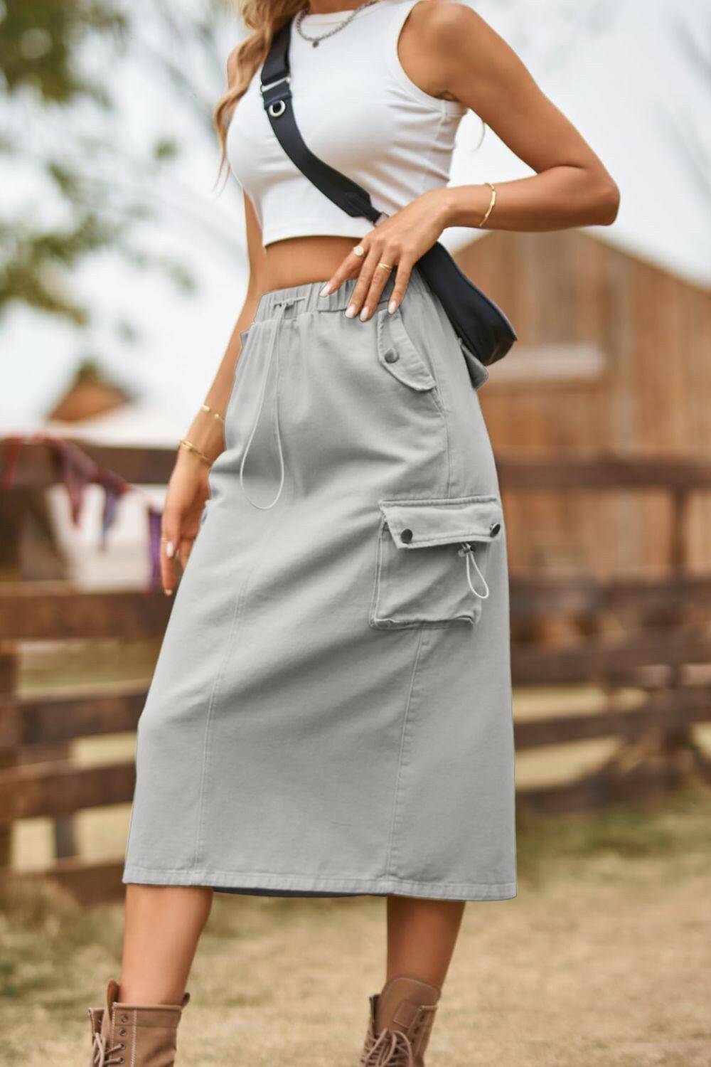 Chevron Drawstring Waist Slit Denim SkirtCherish Your Style with the Chevron Drawstring Waist Slit Denim Skirt

Discover the perfect blend of comfort and style with our Chevron Drawstring Waist Slit Denim SLove Salve Chevron Drawstring Waist Slit Denim Skirtjeans