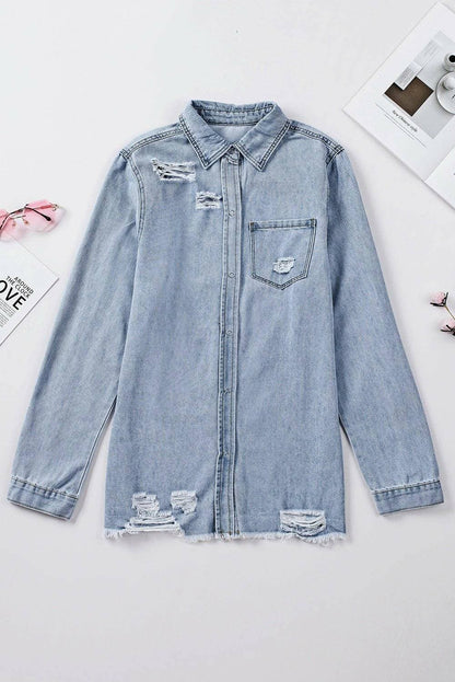 Urban Edge Distressed Denim Jacket with Raw HemUnleash Your Inner Style Icon

Embrace the edgy aesthetics of the Urban Edge Distressed Denim Jacket with Raw Hem. This jacket is designed for those who dare to stanLove Salve Urban Edge Distressed Denim Jacketjeans