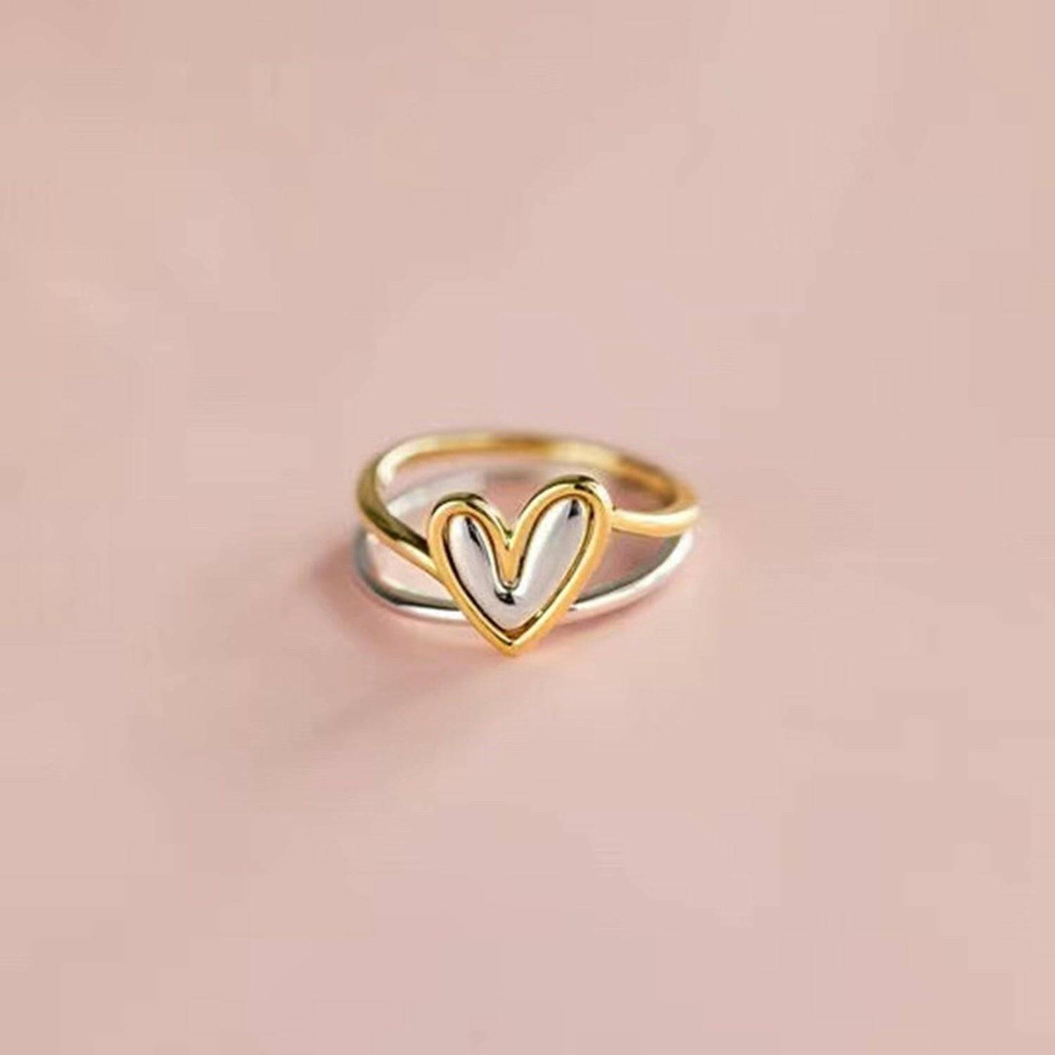 Zircon-Embellished Heart-Shaped Sterling Silver Ring - Love Salve 