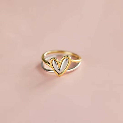 Zircon-Embellished Heart-Shaped Sterling Silver Ring - Love Salve 