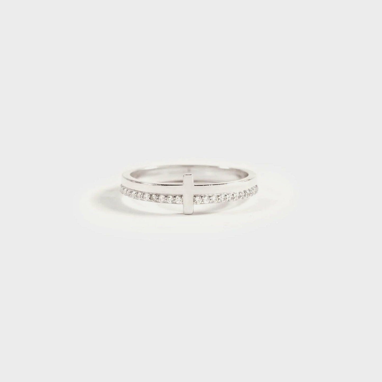 Zirconia Encrusted Sterling Silver Cross Ring - Love Salve 