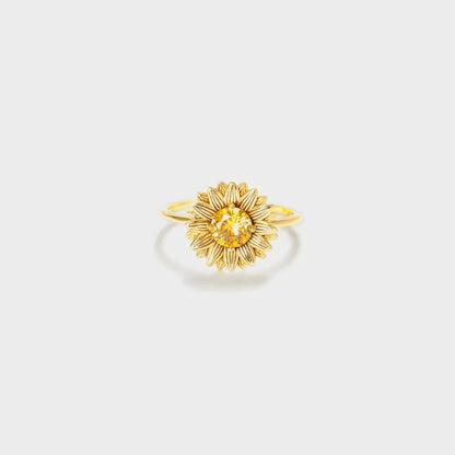 Luxurious Sunflower Zircon 925 Sterling Silver Ring: Sizing and Weight Specifications - Love Salve 