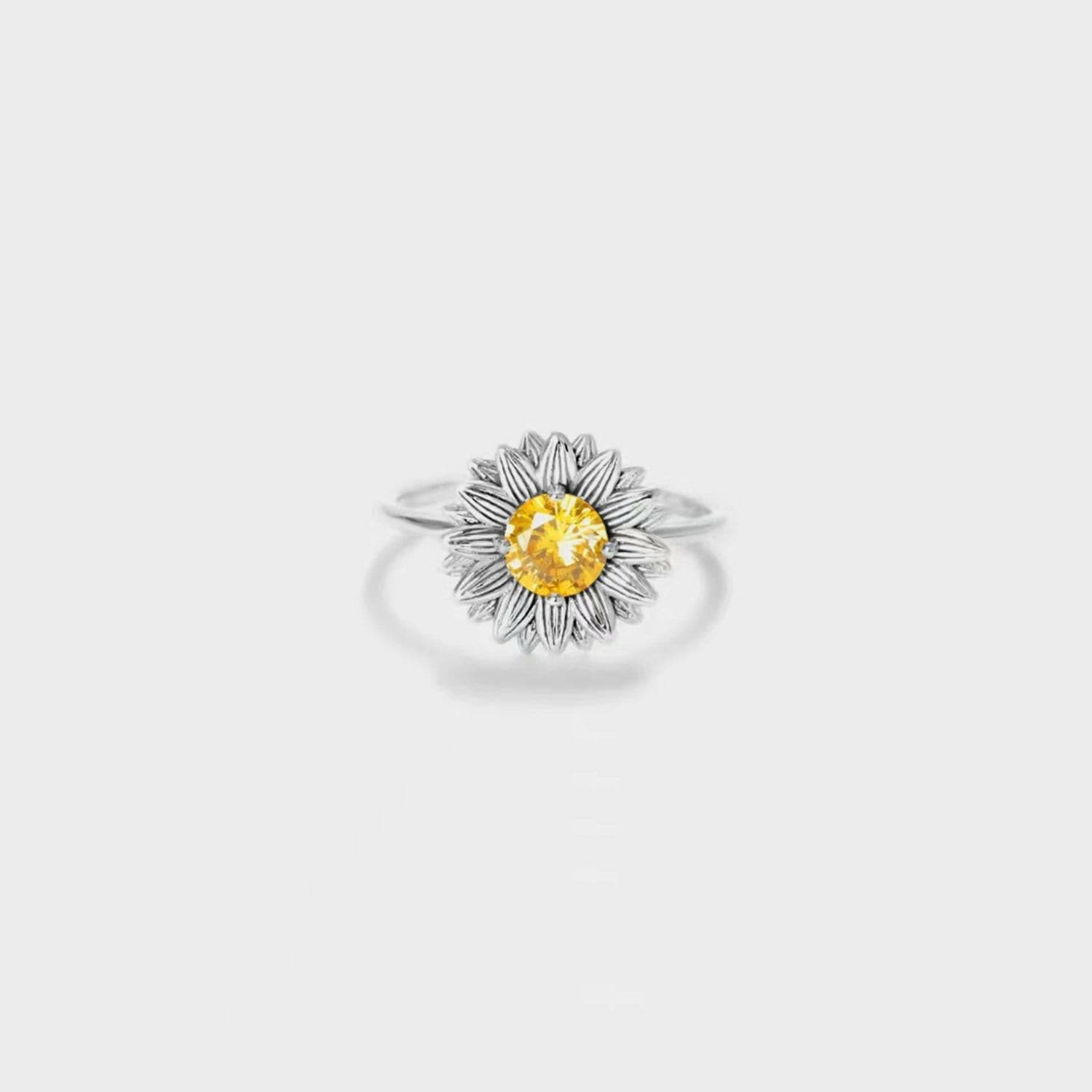 Luxurious Sunflower Zircon 925 Sterling Silver Ring: Sizing and Weight Specifications - Love Salve 