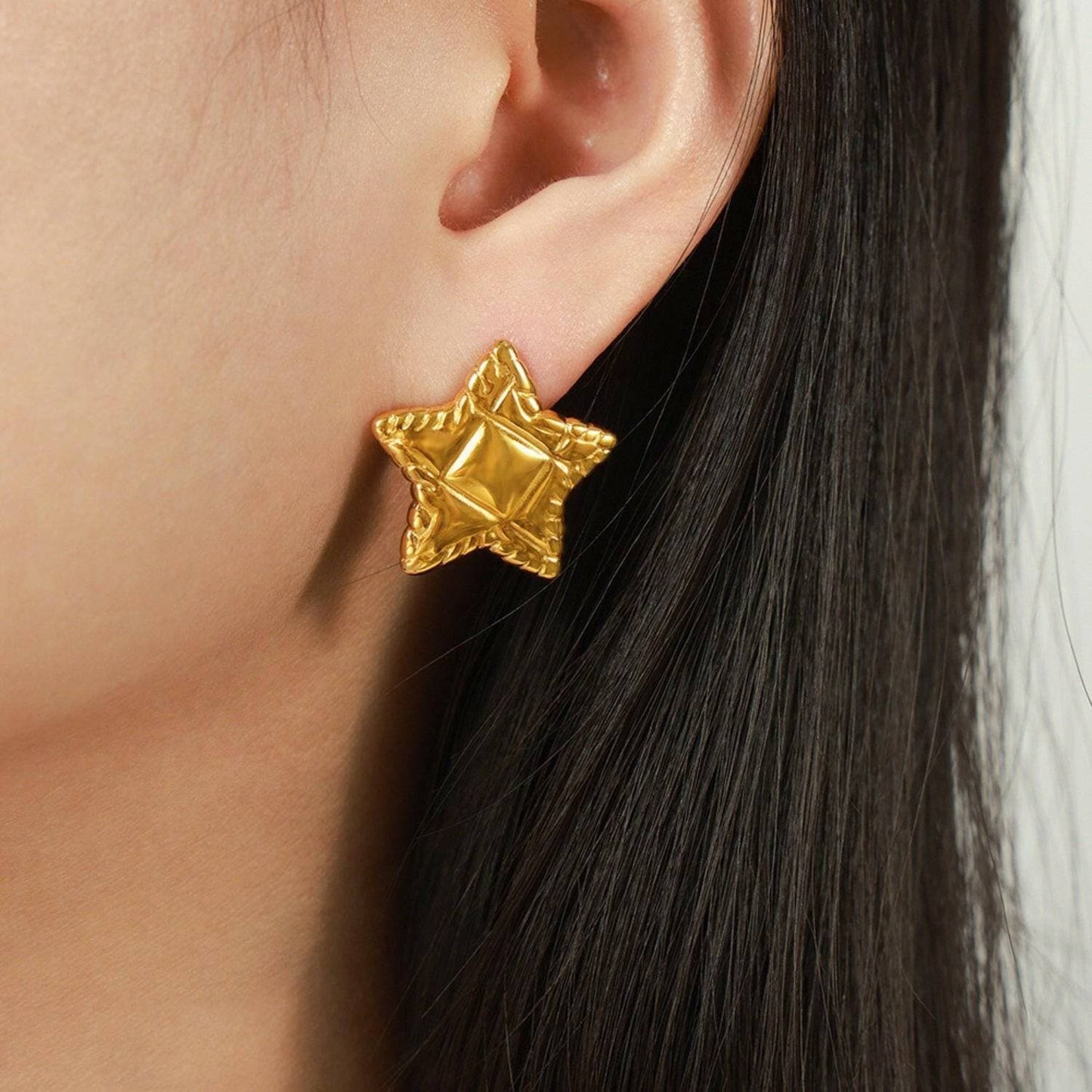 Celestial Glow 18K Gold-Plated Star Stud Earrings - Love Salve 