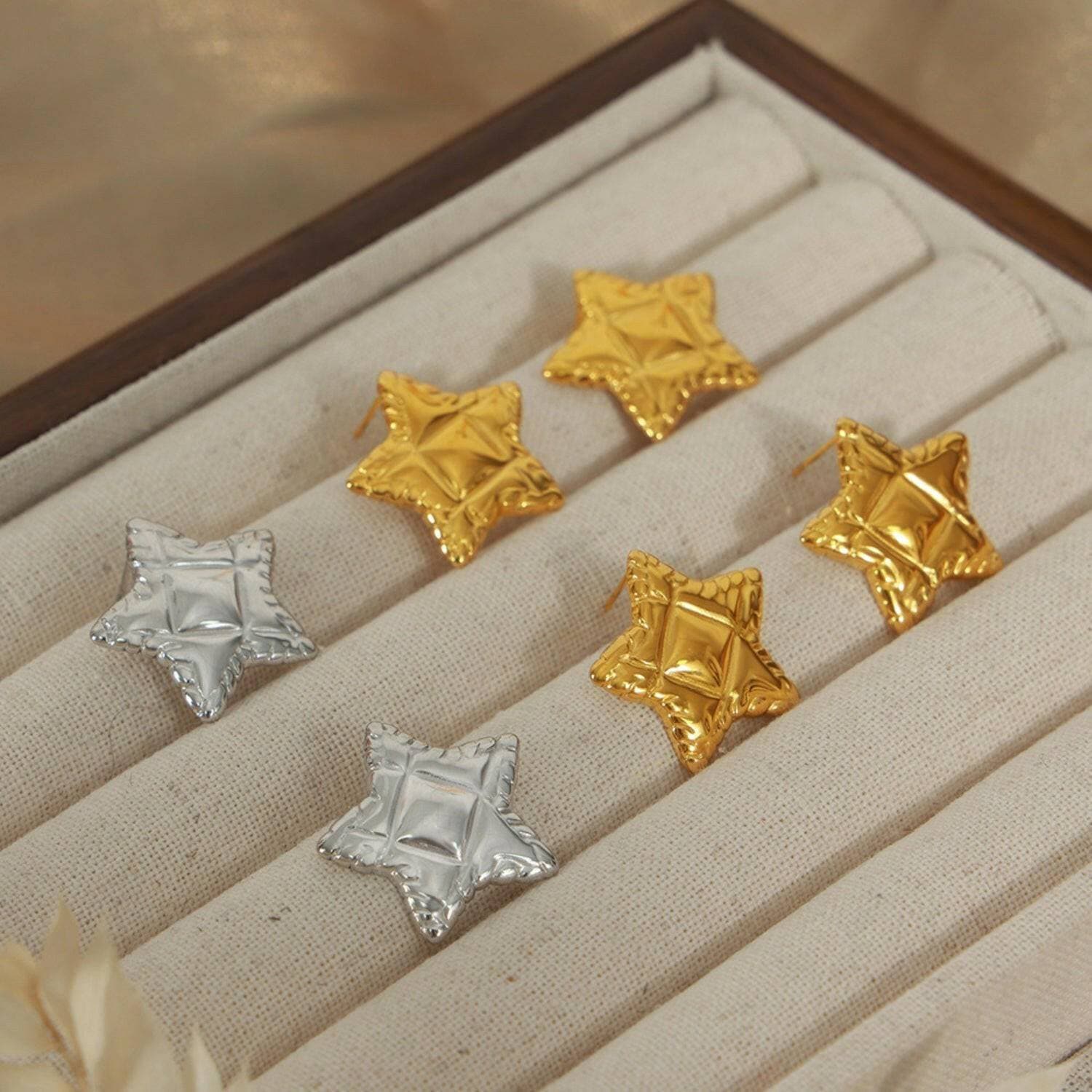 Celestial Glow 18K Gold-Plated Star Stud Earrings - Love Salve 