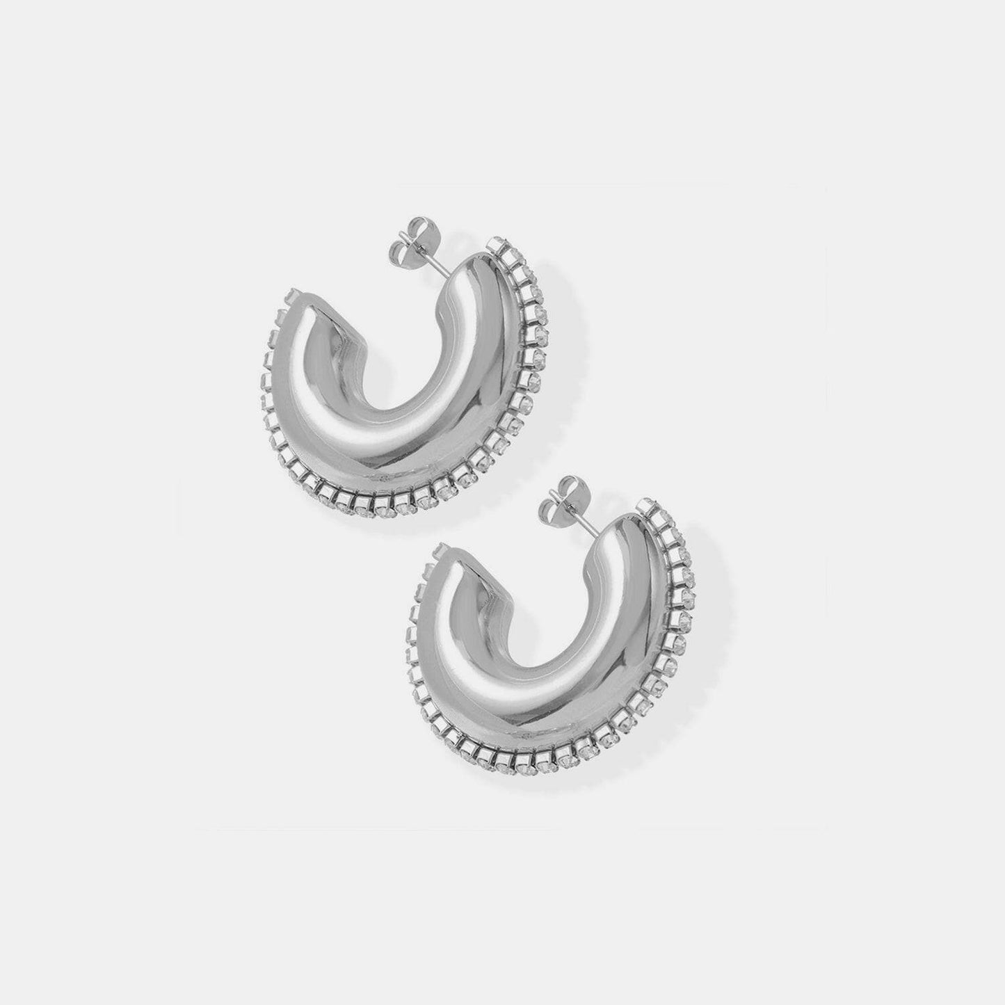 Exquisite Zircon-Embellished Titanium C-Hoop Earrings - Love Salve 