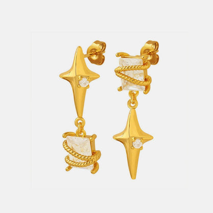 Golden Zircon Copper Geometric Drop Earrings for Women - Love Salve 