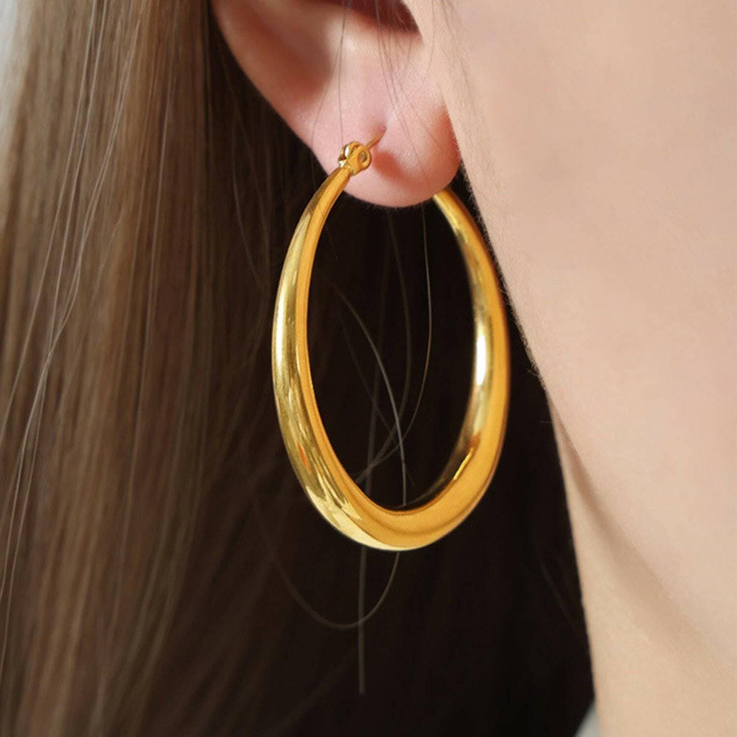 Timeless Elegance: Luxurious 18K Gold-Plated Hoop Earrings crafted with Titanium Steel - Love Salve 