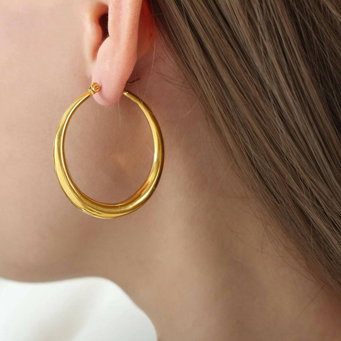 Timeless Elegance: Luxurious 18K Gold-Plated Hoop Earrings crafted with Titanium Steel - Love Salve 