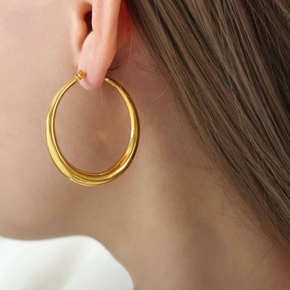 Timeless Elegance: Luxurious 18K Gold-Plated Hoop Earrings crafted with Titanium Steel - Love Salve 