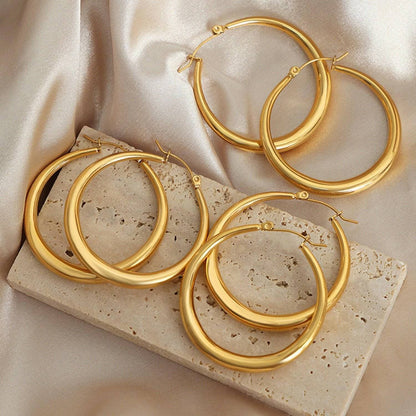 Timeless Elegance: Luxurious 18K Gold-Plated Hoop Earrings crafted with Titanium Steel - Love Salve 