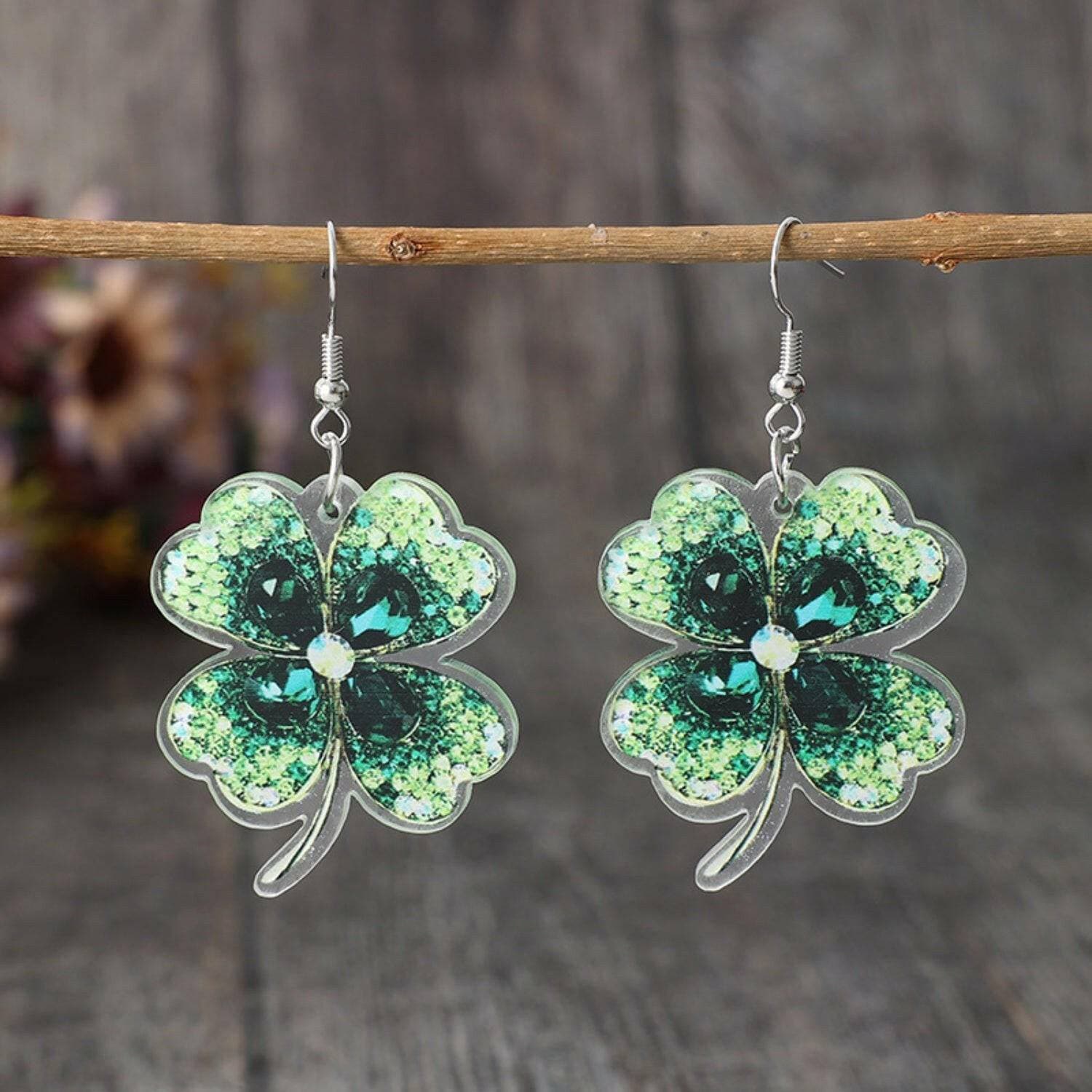 Whimsical Clover Acrylic Dangle Earrings - Love Salve 