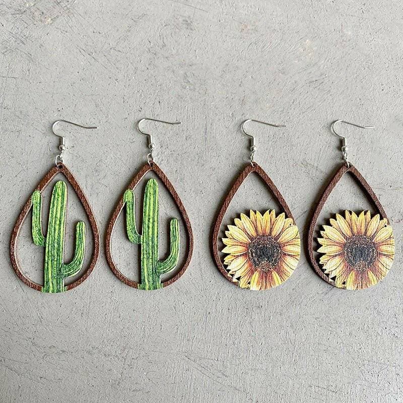 Wooden Teardrop Earrings with Care Guide - Love Salve 