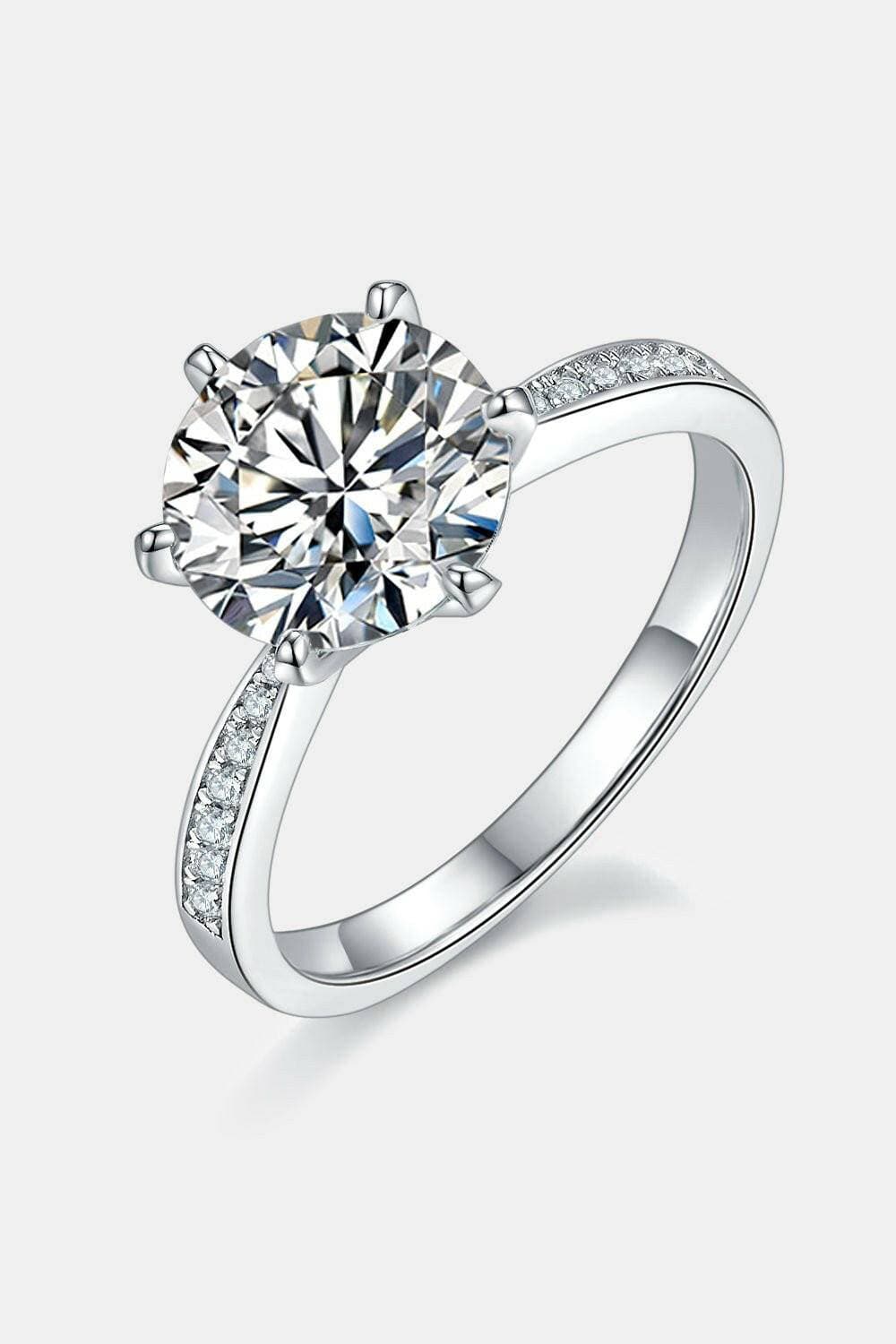 3 Carat Moissanite Sterling Silver Ring with Zircon Accents - Timeless Elegance and Brilliance - Love Salve 