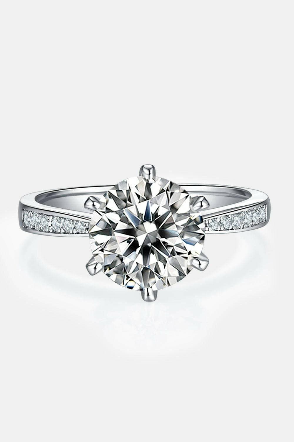 3 Carat Moissanite Sterling Silver Ring with Zircon Accents - Timeless Elegance and Brilliance - Love Salve 