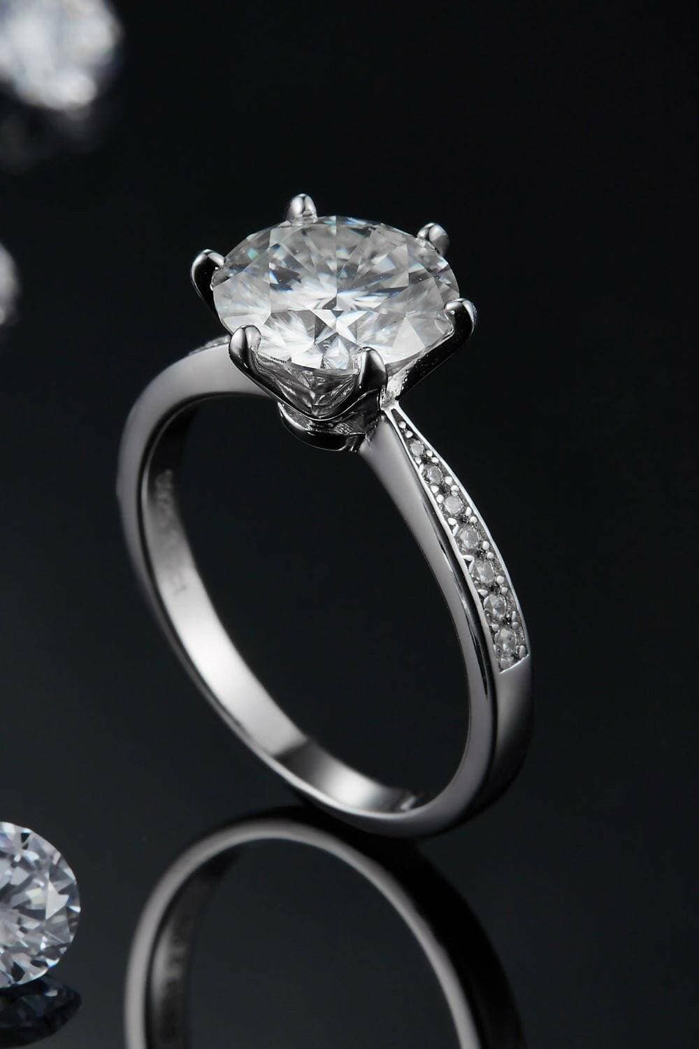 3 Carat Moissanite Sterling Silver Ring with Zircon Accents - Timeless Elegance and Brilliance - Love Salve 