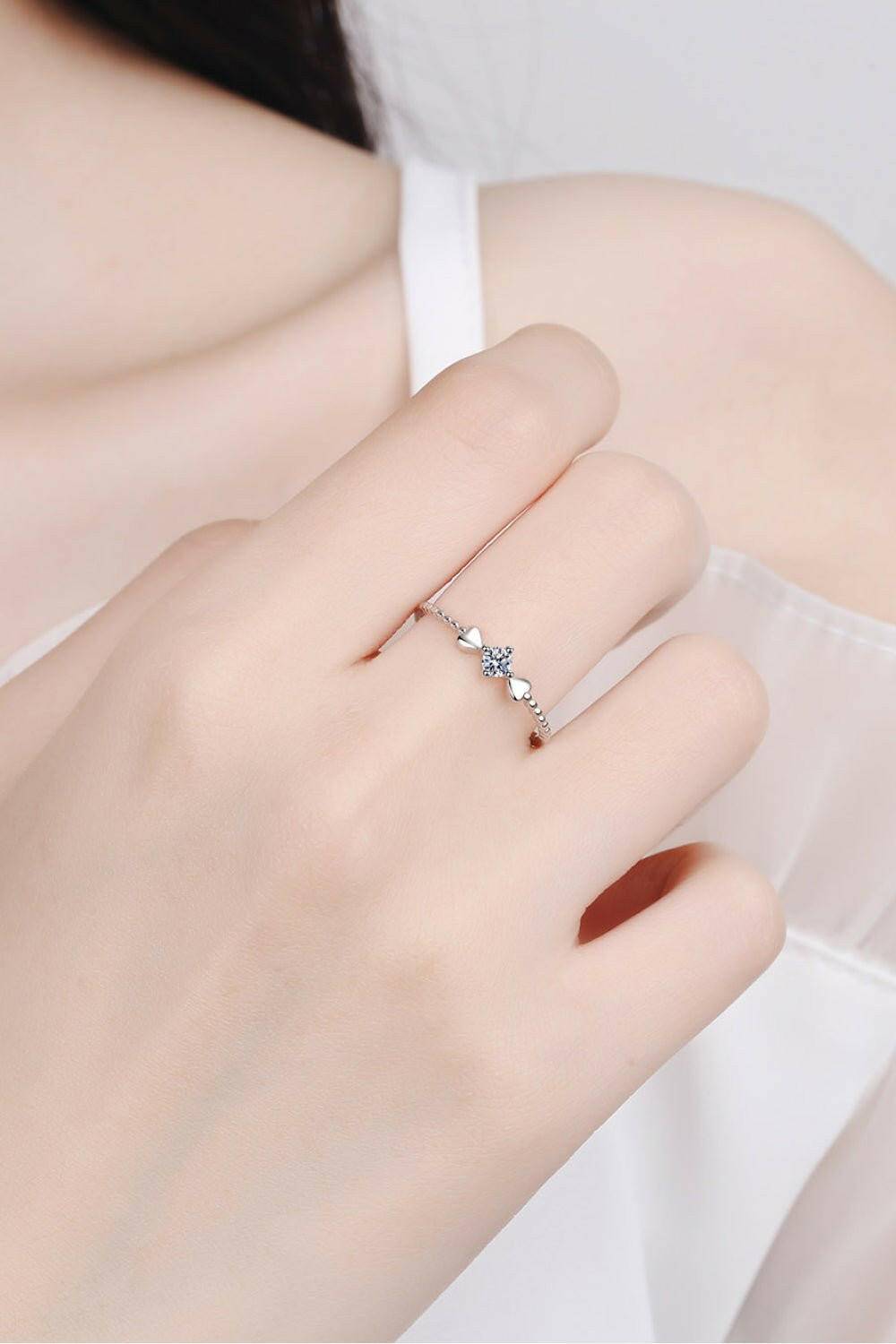 Adored moissanite heart ring set