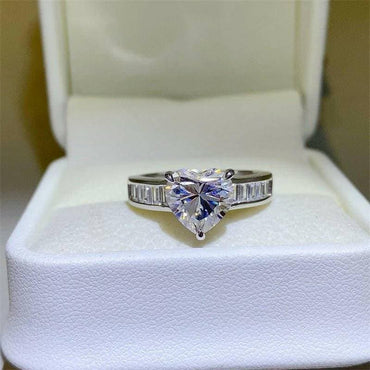 3 Carat Certified Moissanite Sterling Silver Ring with Stone Properties Certificate - Love Salve 